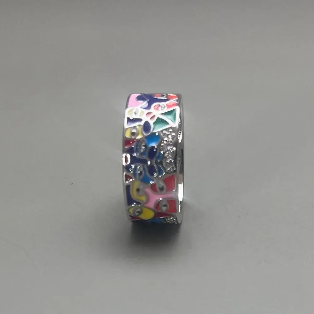 Y2K Vintage Silver Mosaic Ring – Size 8, Unisex, Brand New​